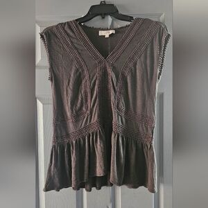 LOFT Dark Brown Cap Sleeve Blouse